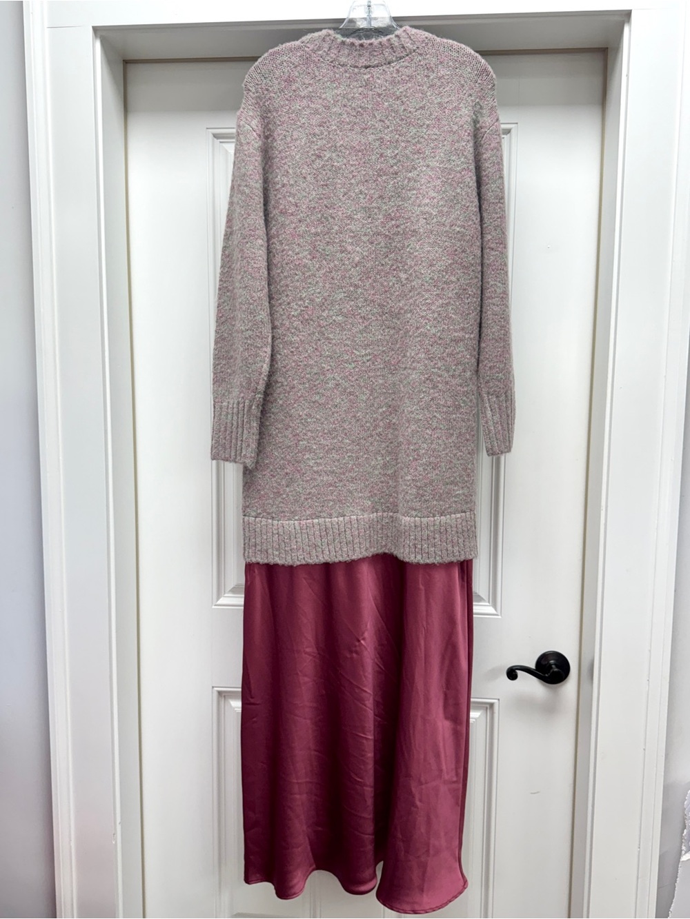 Anthropologie Twofer Sweater Slip Midi Dress Long Sleeve Pink Burgundy Small NWT - Picture 10 of 12